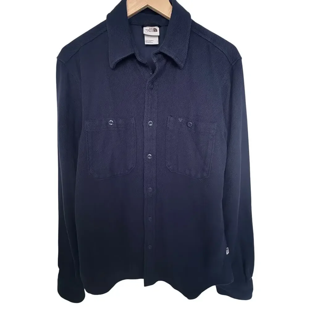 The North Face Long Sleeve Button Up Shirt Mens Small Navy Casual Outdoor